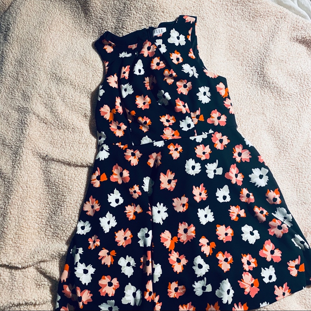 Coral and pink floral dress